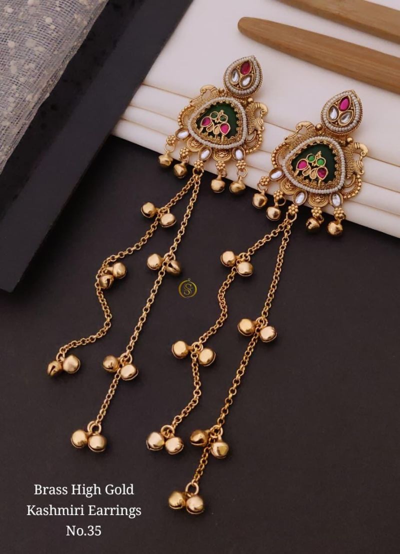 Amrah Wholesale Brass High Gold Kashmiri Earring 35 Collection