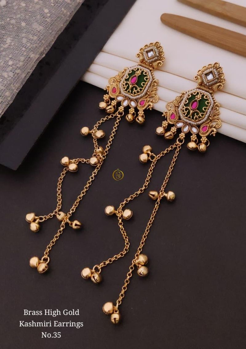 Amrah Wholesale Brass High Gold Kashmiri Earring 35 Collection