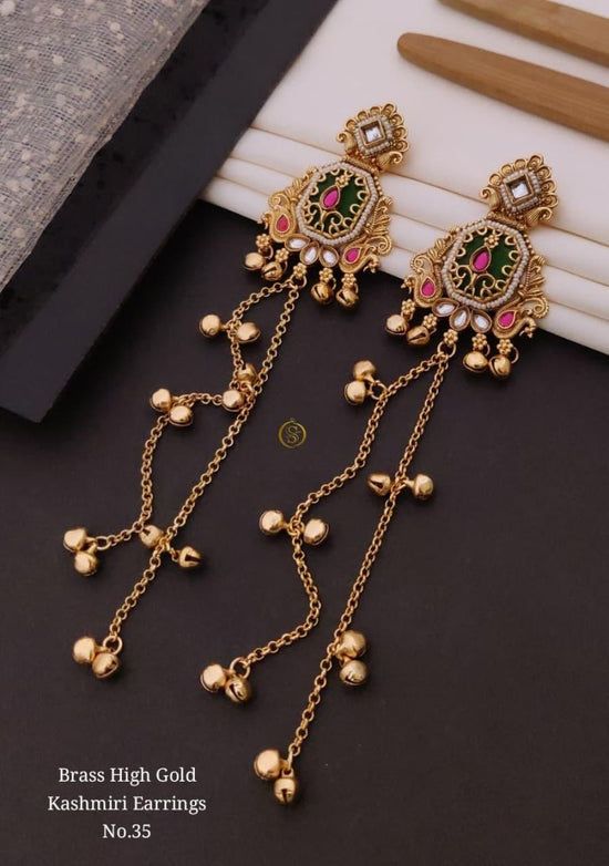 Amrah Wholesale Brass High Gold Kashmiri Earring 35 Collection