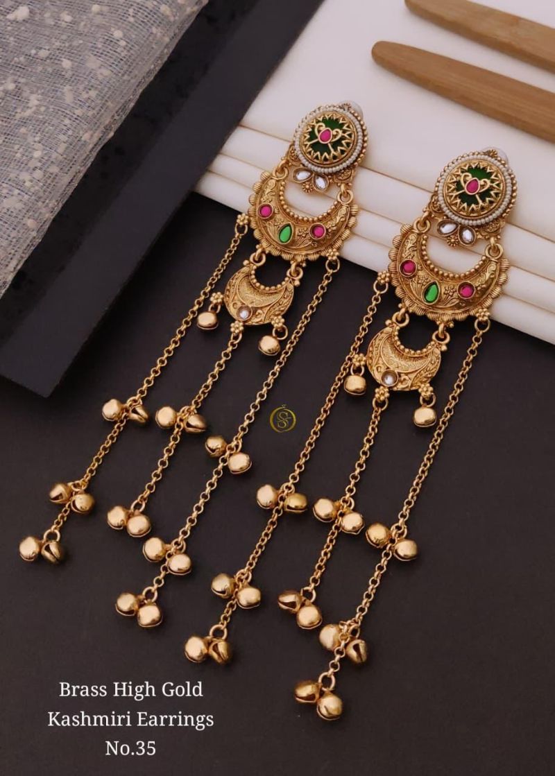Amrah Wholesale Brass High Gold Kashmiri Earring 35 Collection