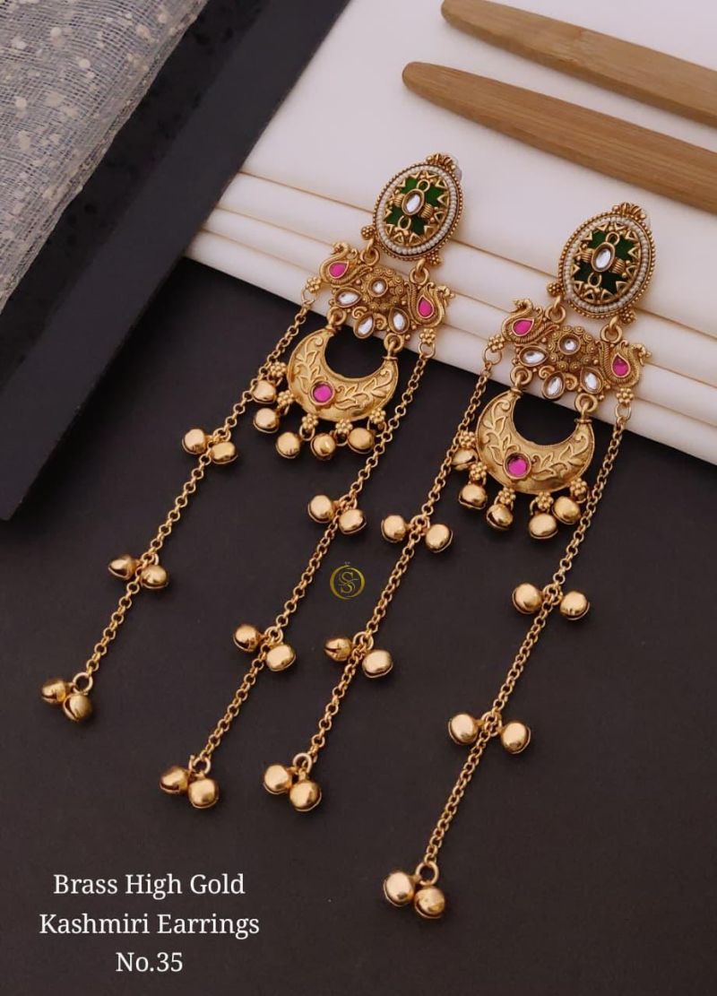 Amrah Wholesale Brass High Gold Kashmiri Earring 35 Collection