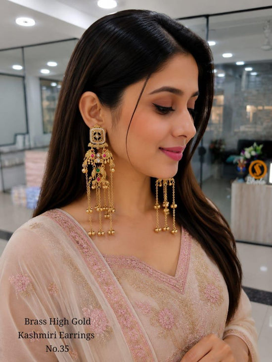 Amrah Wholesale Brass High Gold Kashmiri Earring 35 Collection