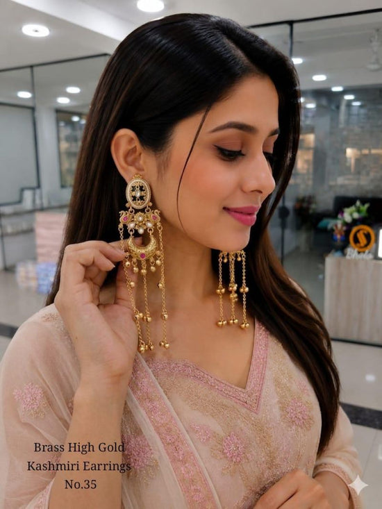 Amrah Wholesale Brass High Gold Kashmiri Earring 35 Collection