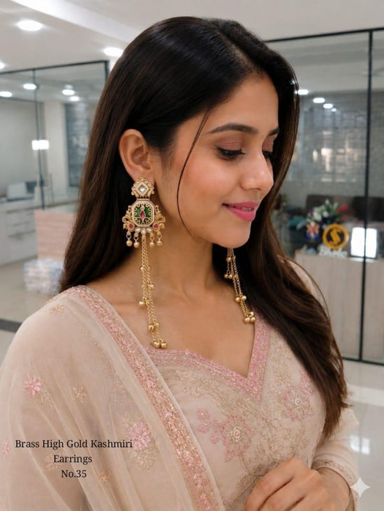 Amrah Wholesale Brass High Gold Kashmiri Earring 35 Collection