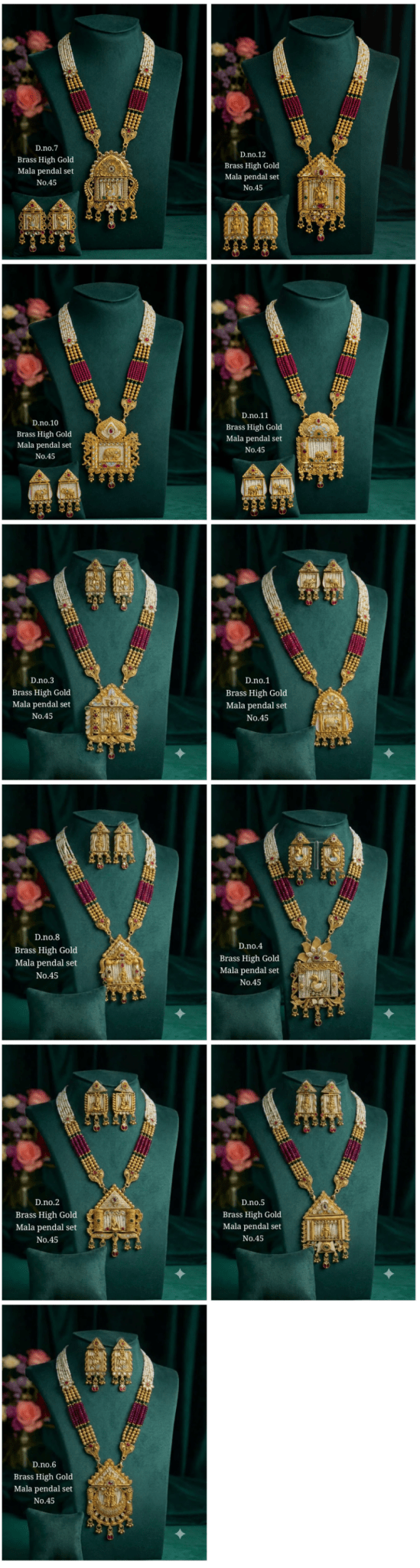 Amrah Wholesale Brass High Gold Mala Pandel Set 45 Brass Necklace Set - Amrah Wholesale