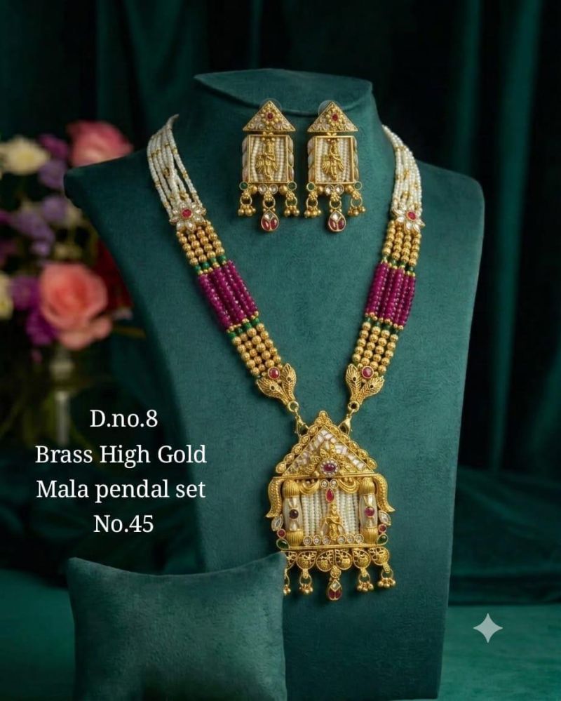 Amrah Wholesale Brass High Gold Mala Pandel Set 45 Brass Necklace Set - Amrah Wholesale