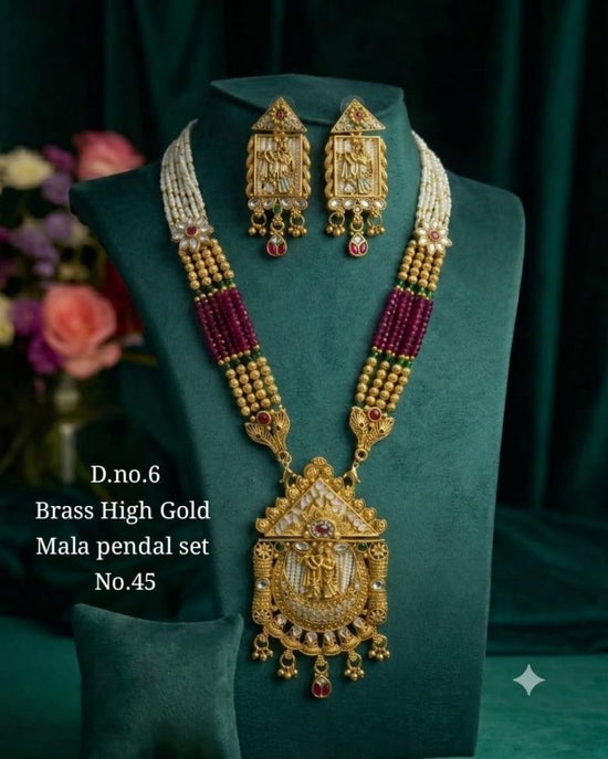 Amrah Wholesale Brass High Gold Mala Pandel Set 45 Brass Necklace Set - Amrah Wholesale