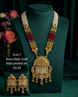Amrah Wholesale Brass High Gold Mala Pandel Set 45 Brass Necklace Set - Amrah Wholesale