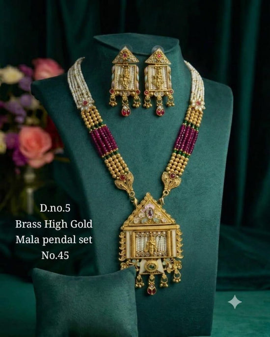 Amrah Wholesale Brass High Gold Mala Pandel Set 45 Brass Necklace Set - Amrah Wholesale