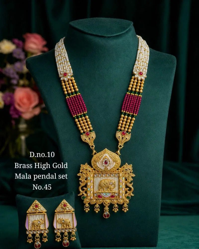 Amrah Wholesale Brass High Gold Mala Pandel Set 45 Brass Necklace Set - Amrah Wholesale