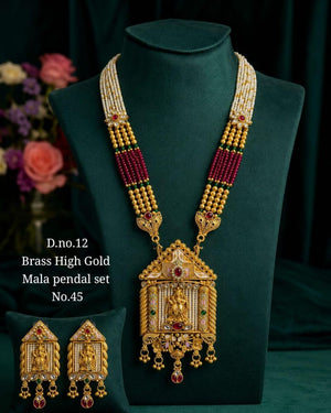 Amrah Wholesale Brass High Gold Mala Pandel Set 45 Brass Necklace Set - Amrah Wholesale