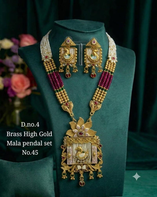 Amrah Wholesale Brass High Gold Mala Pandel Set 45 Brass Necklace Set - Amrah Wholesale