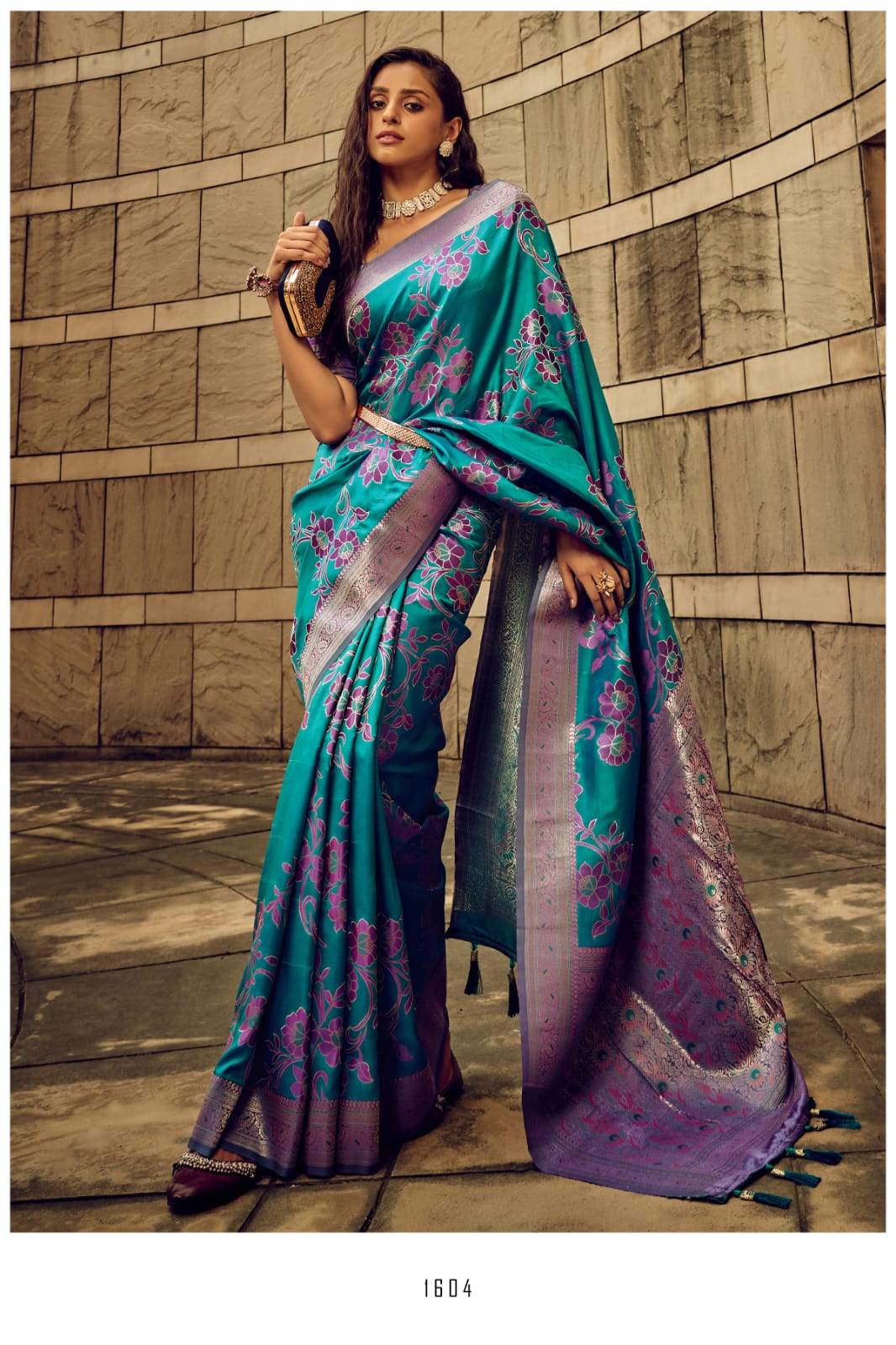 Amrah Wholesale Brasso 1600 Satin Brasso Saree