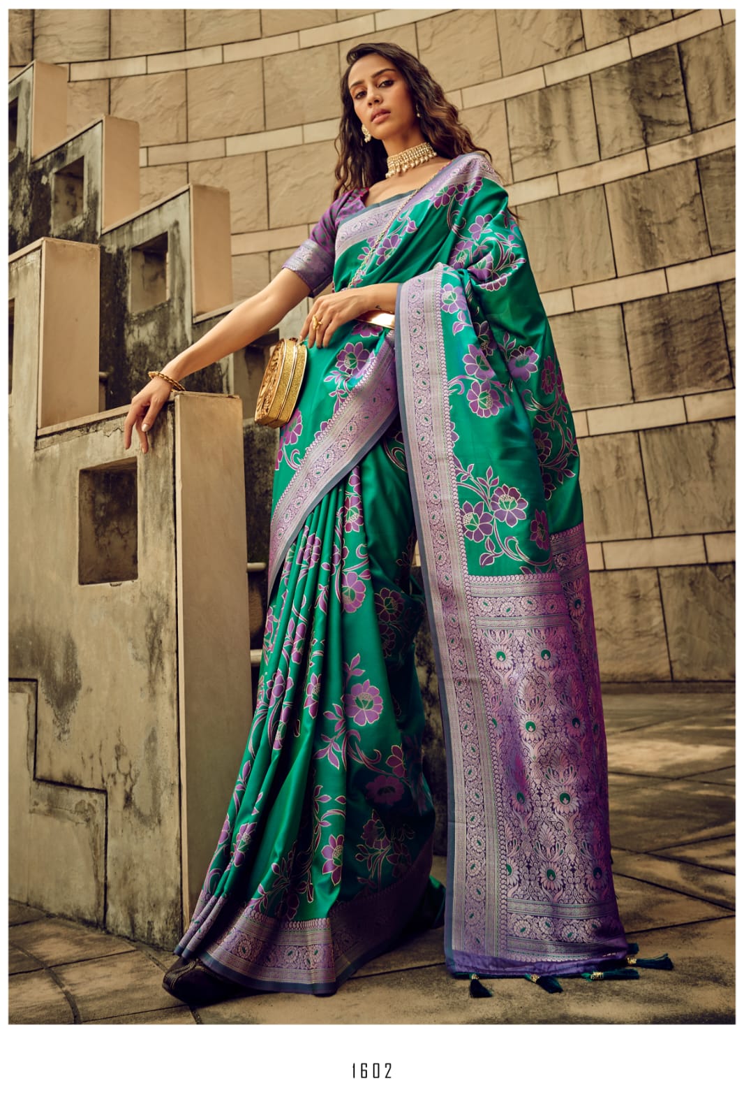 Amrah Wholesale Brasso 1600 Satin Brasso Saree