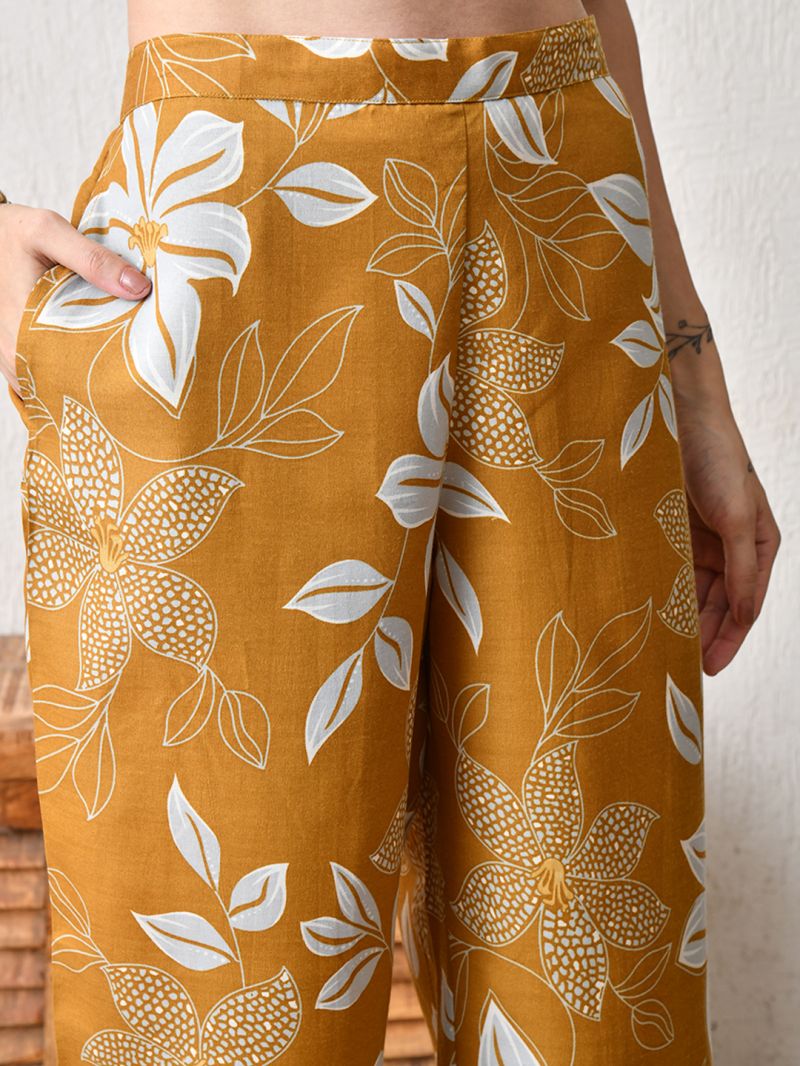 Amrah Wholesale C 209 Yellow Cotton Blend Co Ord Set