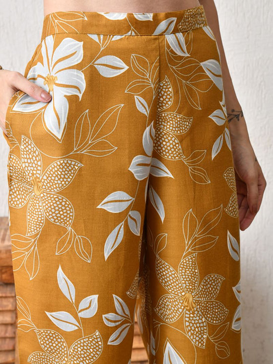 Amrah Wholesale C 209 Yellow Cotton Blend Co Ord Set