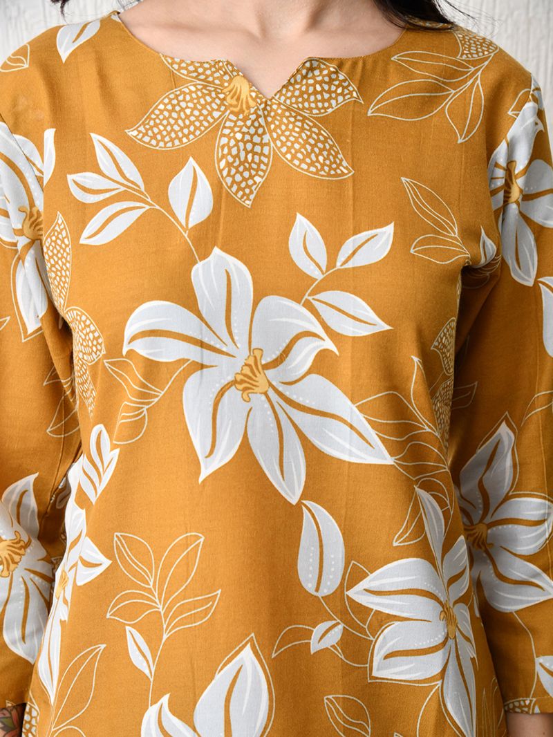 Amrah Wholesale C 209 Yellow Cotton Blend Co Ord Set