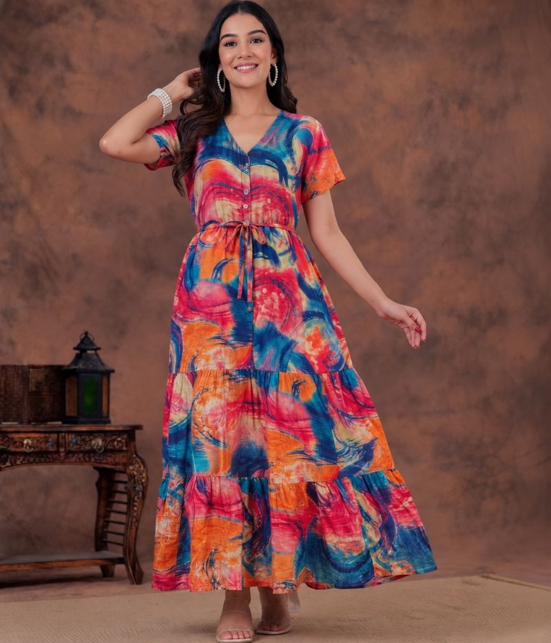 Amrah Wholesale C 308 Blue Viscose Rayon Gown
