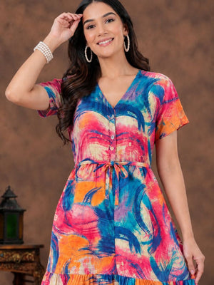 Amrah Wholesale C 308 Blue Viscose Rayon Gown