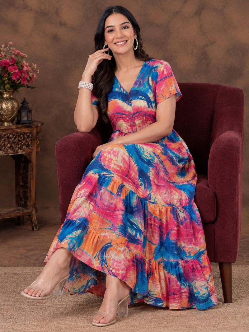 Amrah Wholesale C 308 Blue Viscose Rayon Gown