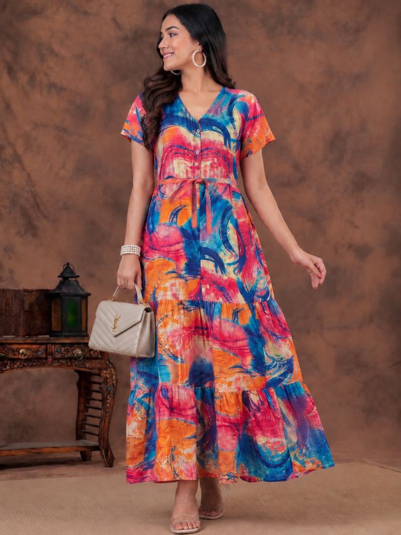 Amrah Wholesale C 308 Blue Viscose Rayon Gown