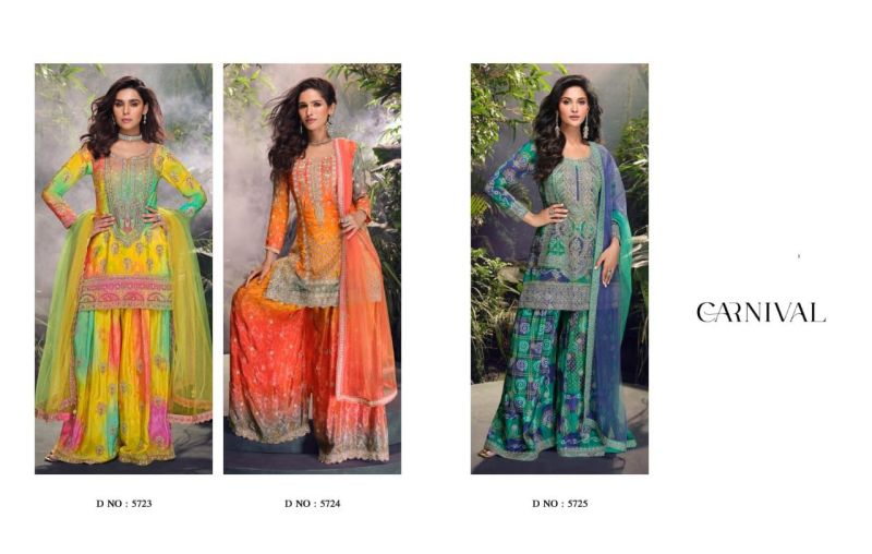 Amrah Wholesale Carnival 5723 To 5725 Chinon Dress Material
