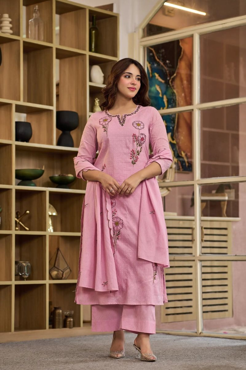 Amrah Wholesale Chitra 2 Viscose Mul Butti Embroidered Kurti Pant Dupatta Set