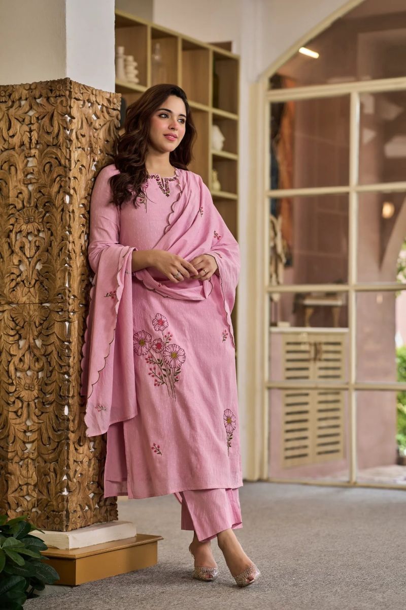 Amrah Wholesale Chitra 2 Viscose Mul Butti Embroidered Kurti Pant Dupatta Set