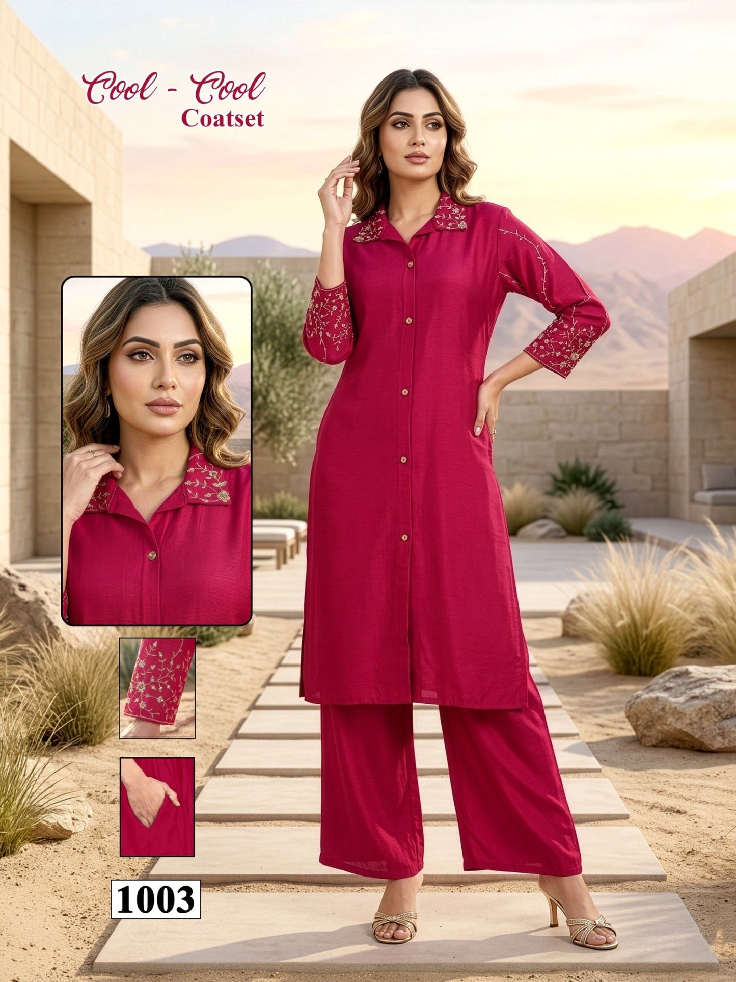 Amrah Wholesale Cool Cool D No 1001 To 08 Vartican Silk Embroidered Kurti With Bottom - Amrah Wholesale