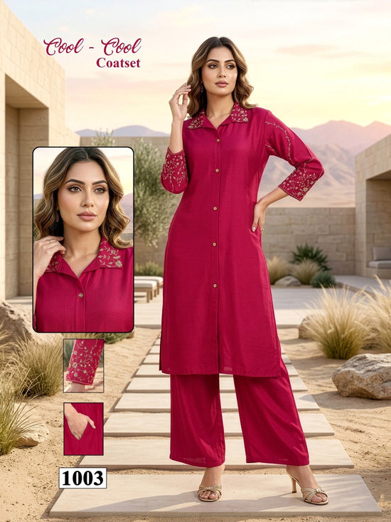 Amrah Wholesale Cool Cool D No 1001 To 08 Vartican Silk Embroidered Kurti With Bottom - Amrah Wholesale
