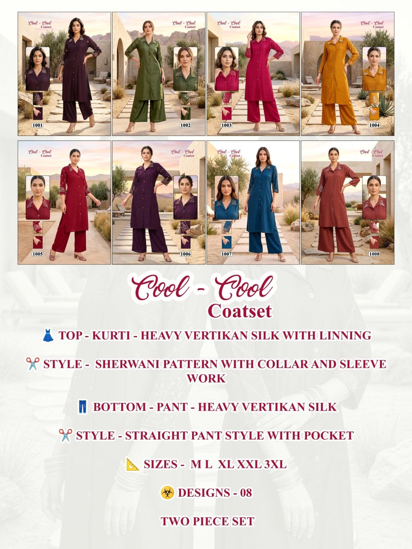 Amrah Wholesale Cool Cool D No 1001 To 08 Vartican Silk Embroidered Kurti With Bottom - Amrah Wholesale
