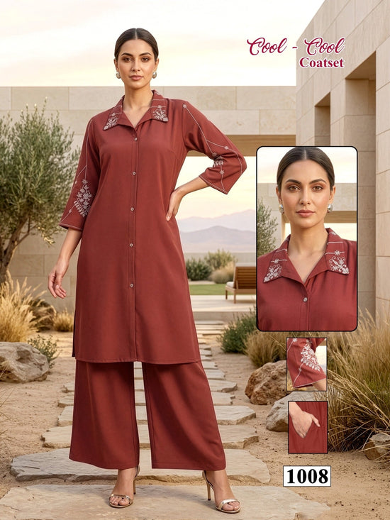 Amrah Wholesale Cool Cool D No 1001 To 08 Vartican Silk Embroidered Kurti With Bottom - Amrah Wholesale