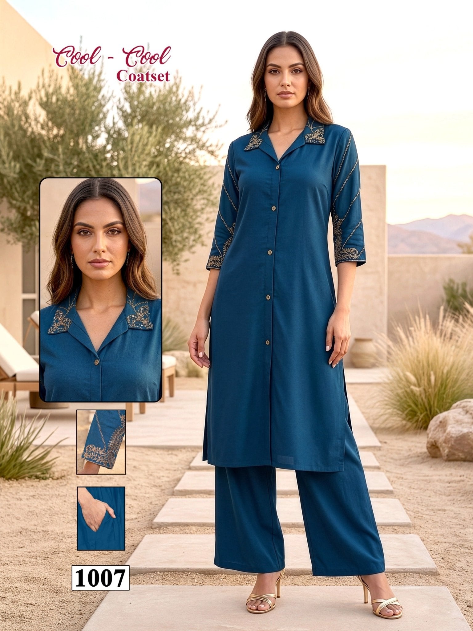 Amrah Wholesale Cool Cool D No 1001 To 08 Vartican Silk Embroidered Kurti With Bottom - Amrah Wholesale