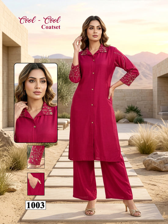 Amrah Wholesale Cool Cool D No 1001 To 08 Vartican Silk Embroidered Kurti With Bottom