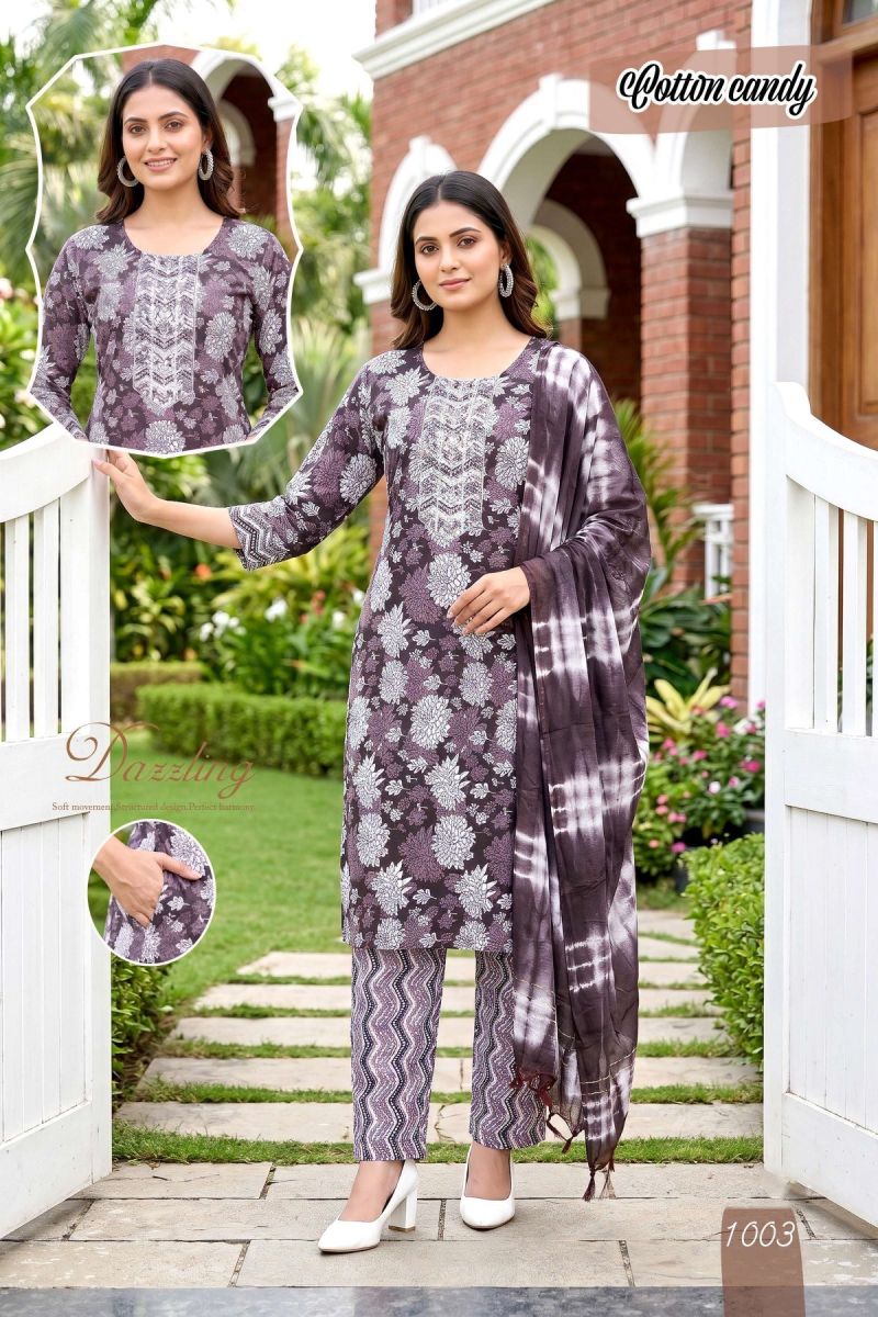 Amrah Wholesale Cotton Candy 2 Cotton Kurti Pant Dupatta Set