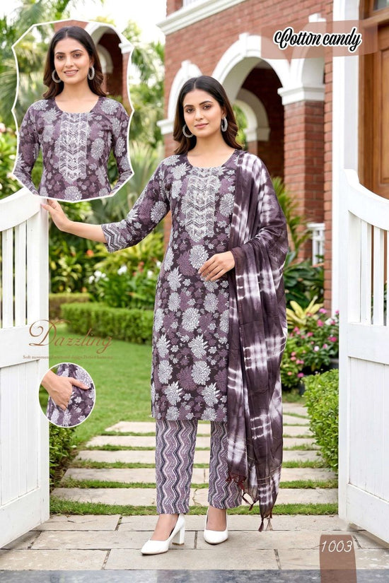 Amrah Wholesale Cotton Candy 2 Cotton Kurti Pant Dupatta Set