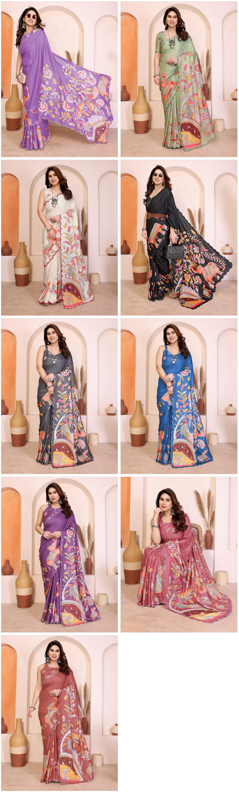 Amrah Wholesale Csn Priya Manipuri Silk Kalamkari Printed Saree