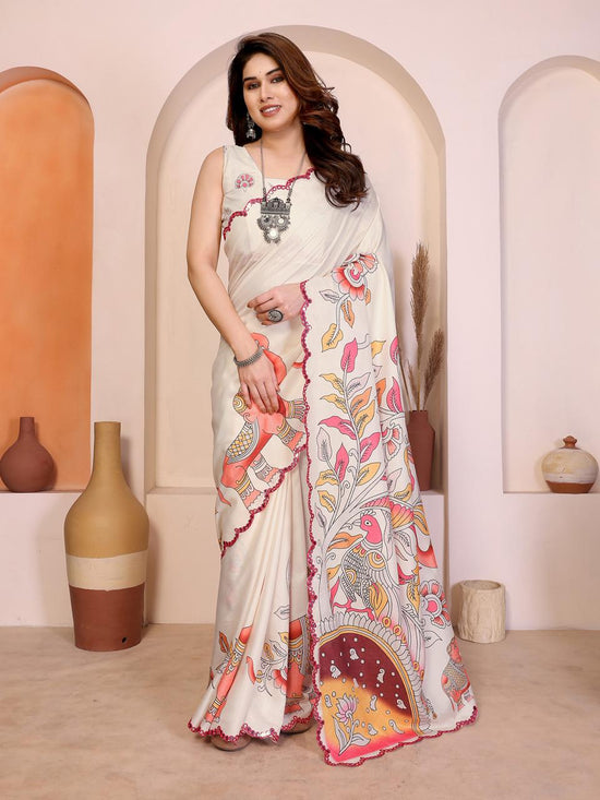 Amrah Wholesale Csn Priya Manipuri Silk Kalamkari Printed Saree