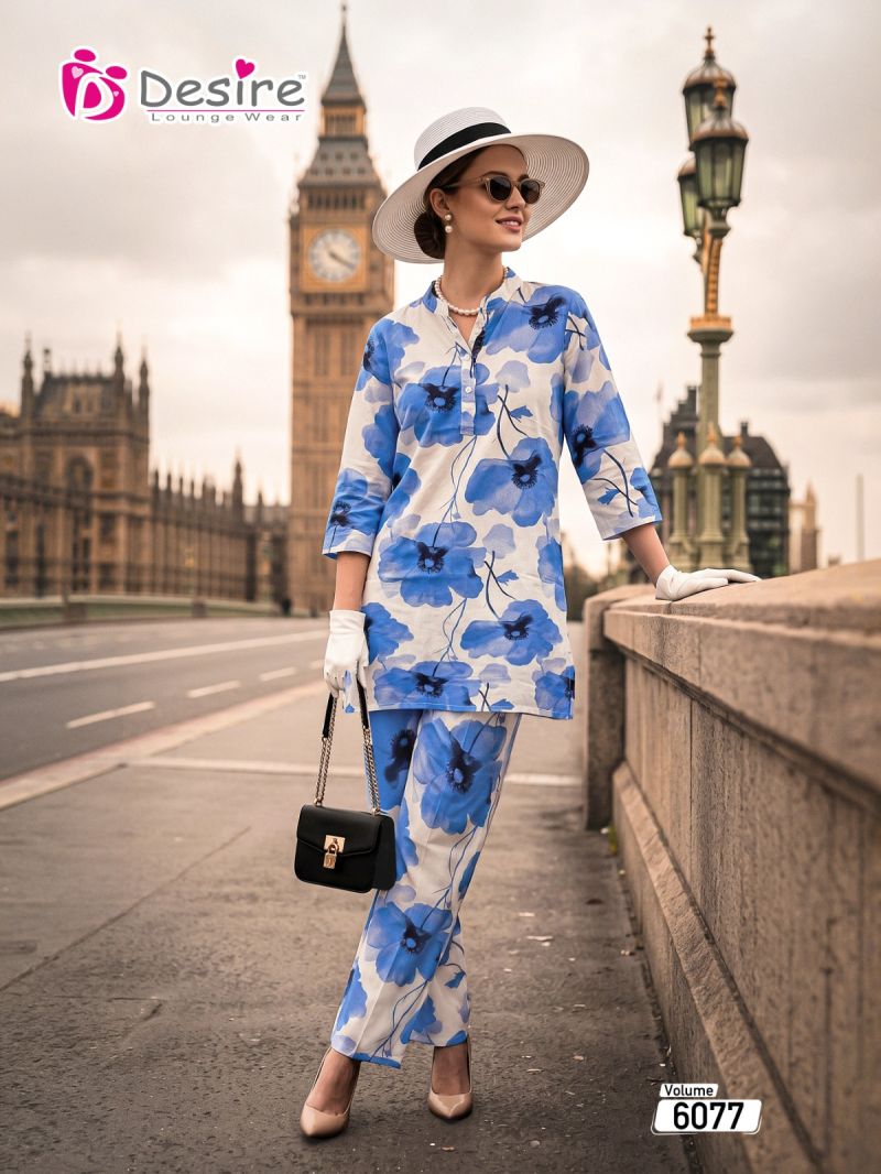 Amrah Wholesale Desire Vol 6077 Rayon Printed Co-Ord Set