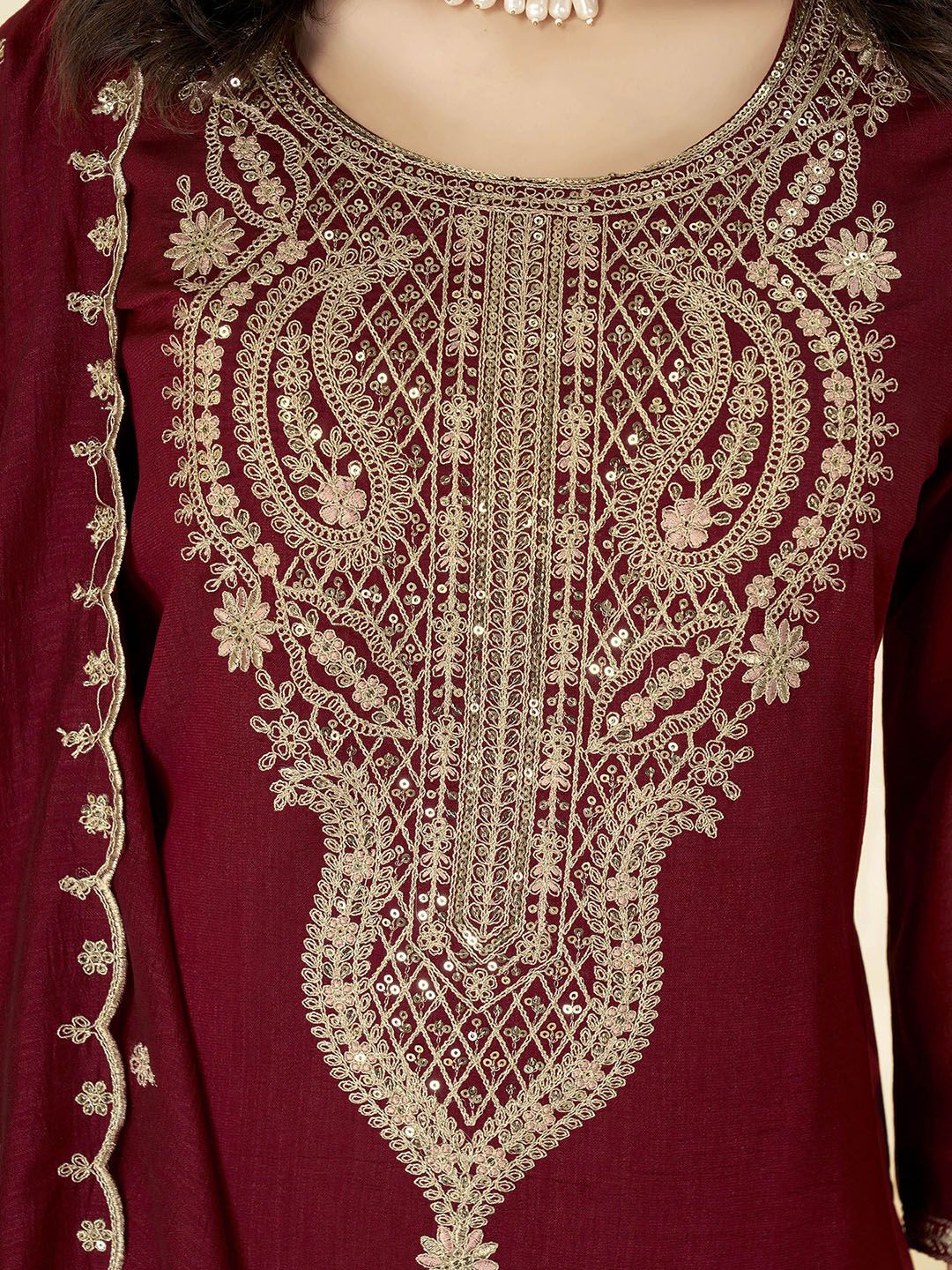 Amrah Wholesale Devlavina 01 Vichitra Embroidered Kurti Pant Dupatta Set - Amrah Wholesale