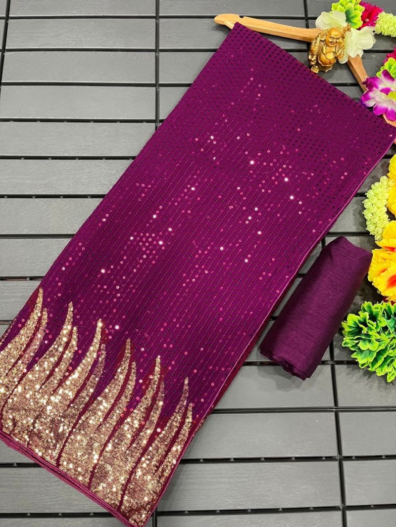 Amrah Wholesale Df 3405 Georgette Sequence Embroidery Worked Saree