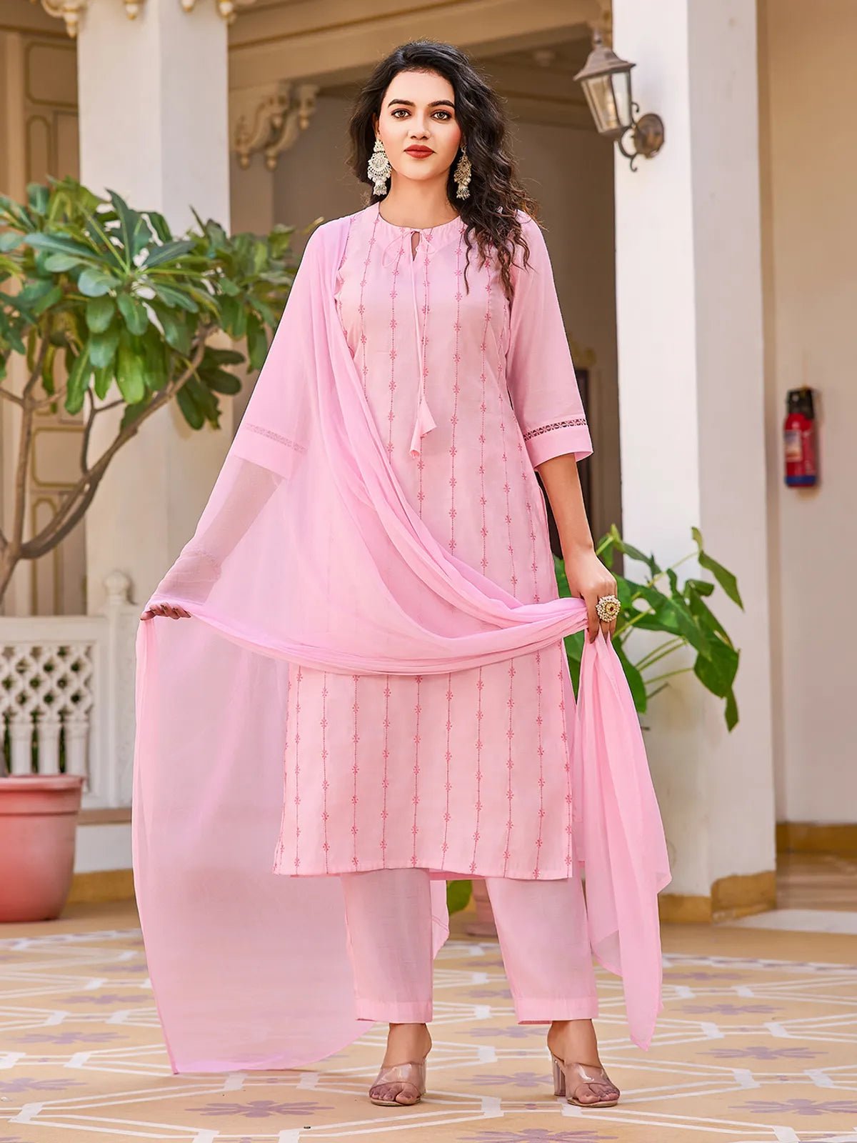 Amrah Wholesale Dhruvi 436 Cotton Kurti Pant Dupatta Set - Amrah Wholesale