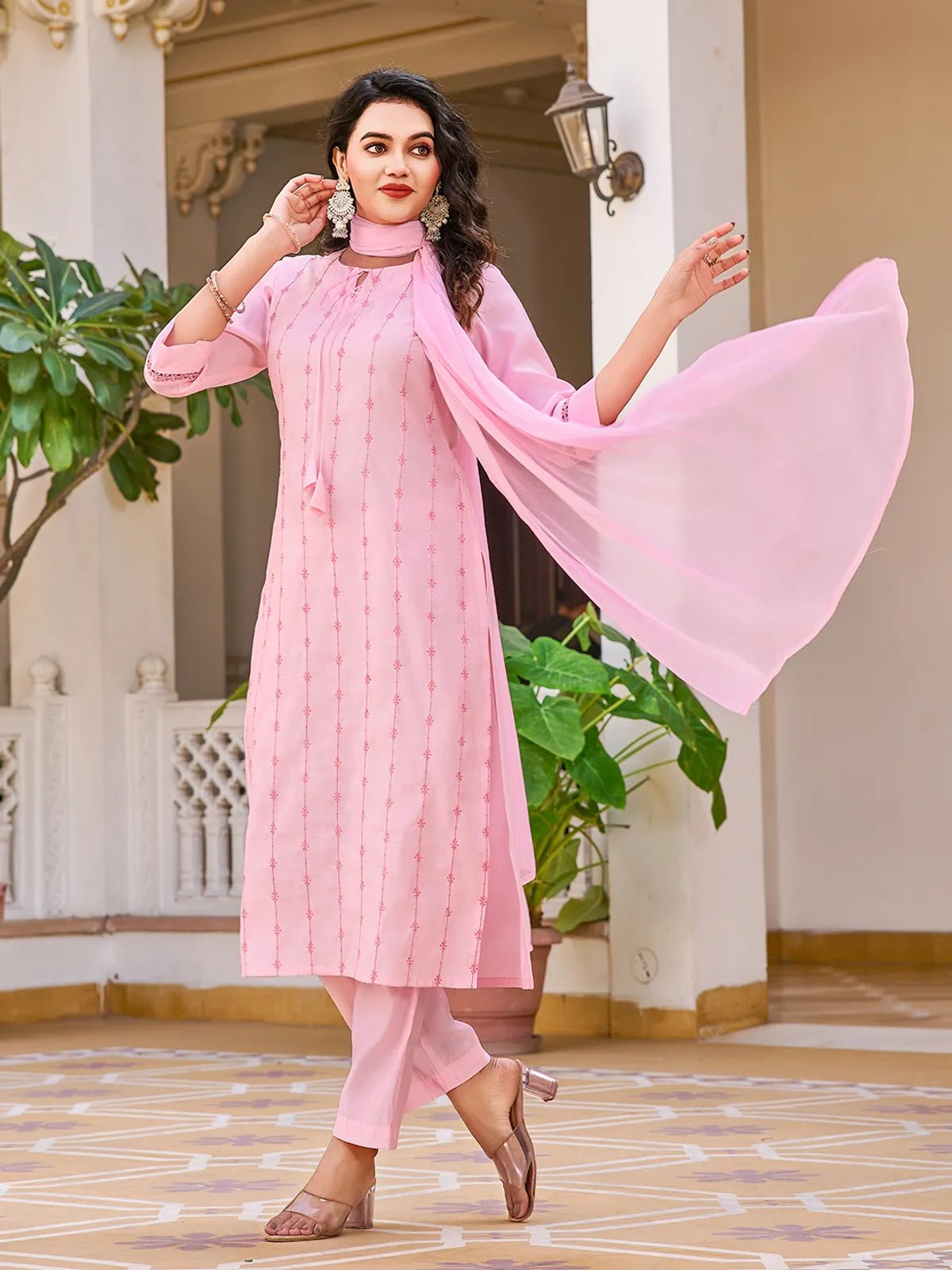 Amrah Wholesale Dhruvi 436 Cotton Kurti Pant Dupatta Set - Amrah Wholesale