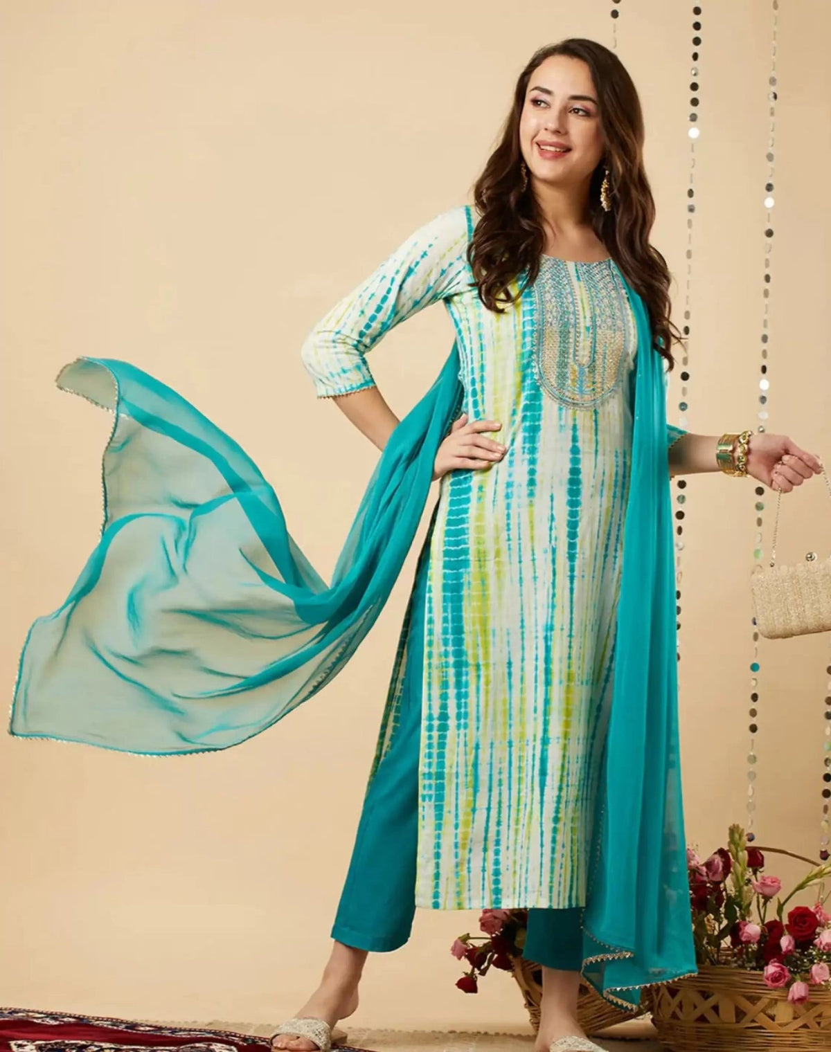 Amrah Wholesale Dhruvi 446 Viscose Kurti Pant Dupatta Set - Amrah Wholesale