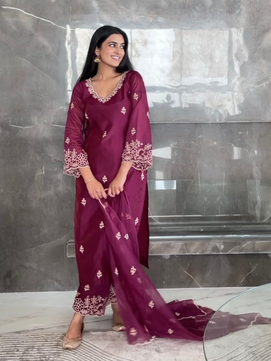 Amrah Wholesale Dhruvi 465 Chanderi Kurti Pant Dupatta Set