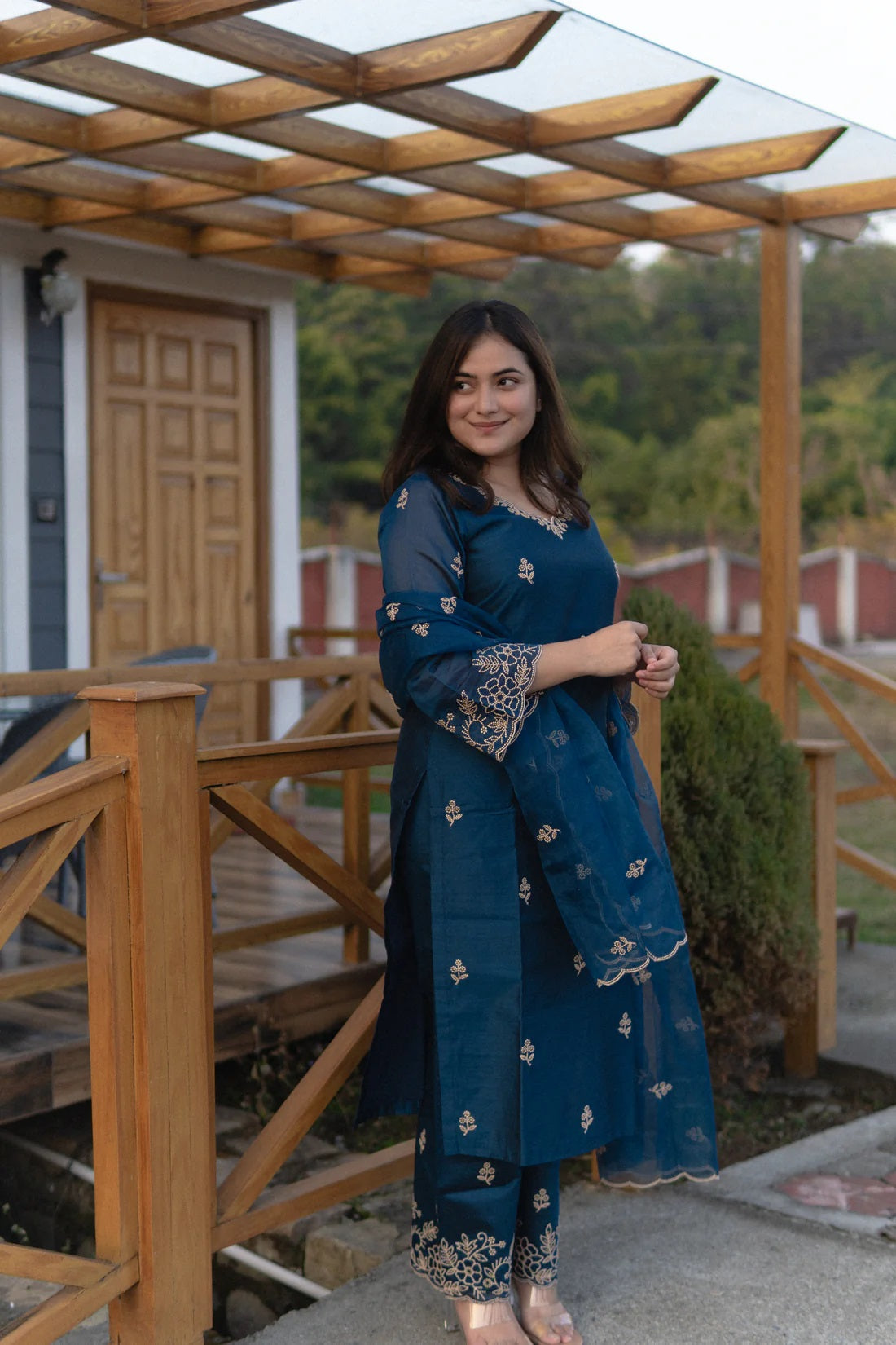 Amrah Wholesale Dhruvi 466 Chanderi Kurti Pant Dupatta Set