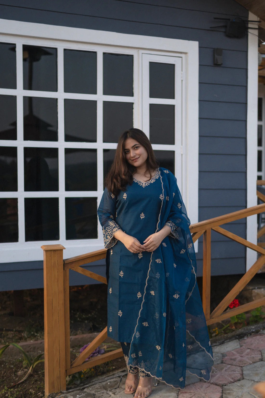 Amrah Wholesale Dhruvi 466 Chanderi Kurti Pant Dupatta Set