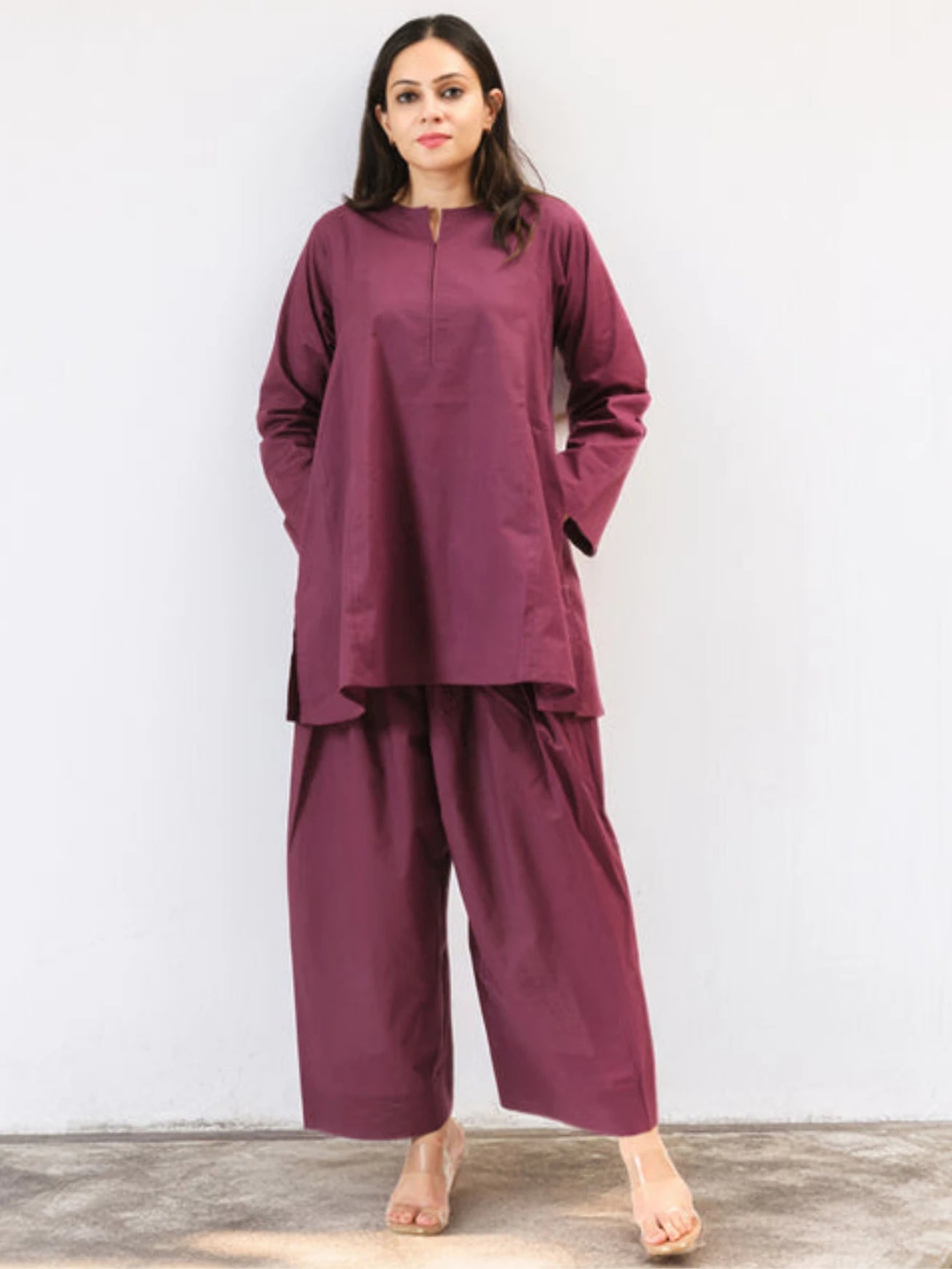 Amrah Wholesale Dhruvi 473 Chanderi Silk Plain Kurti Pant Set