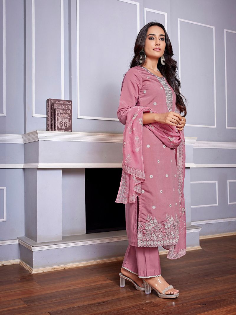 Amrah Wholesale Dhruvi 487 Silk Blend Kurti Pant Dupatta Set