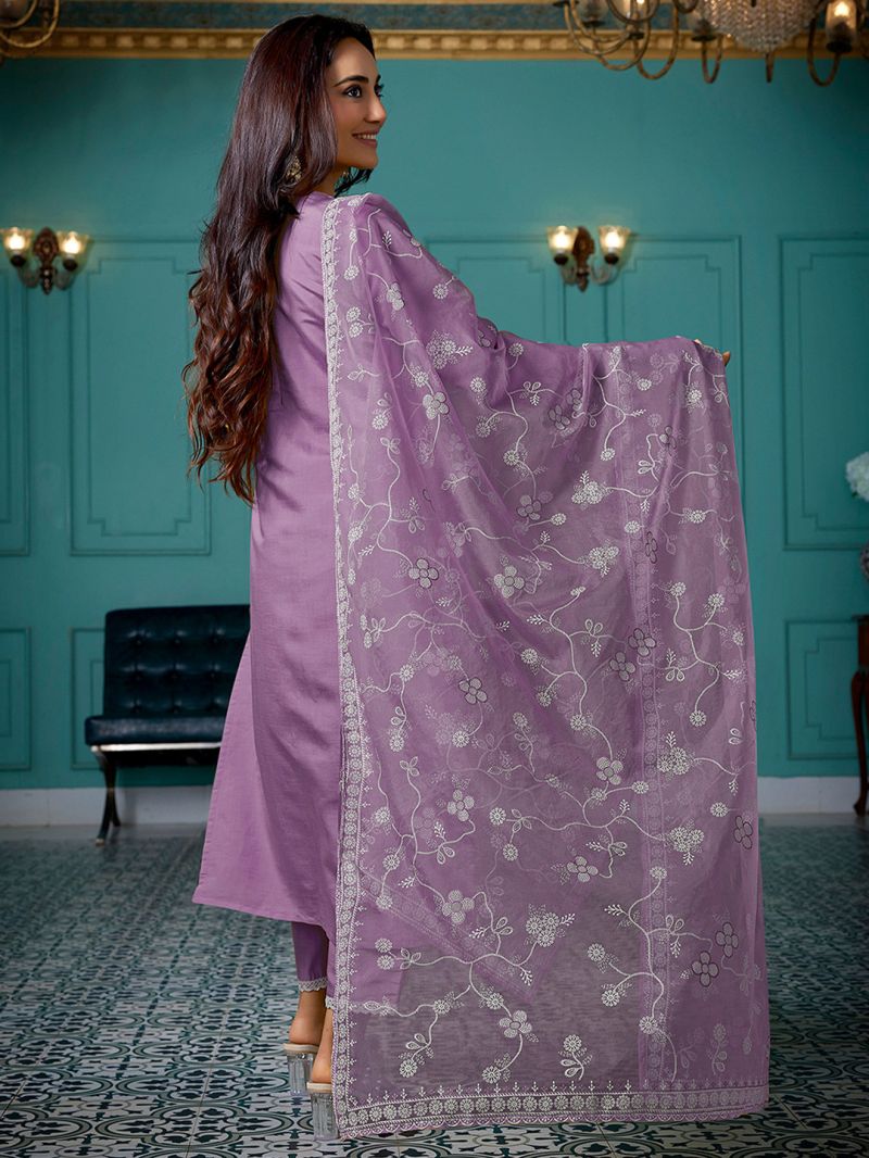 Amrah Wholesale Dhruvi 488 Silk Blend Embroidered Kurti Pant Dupatta Set - Amrah Wholesale